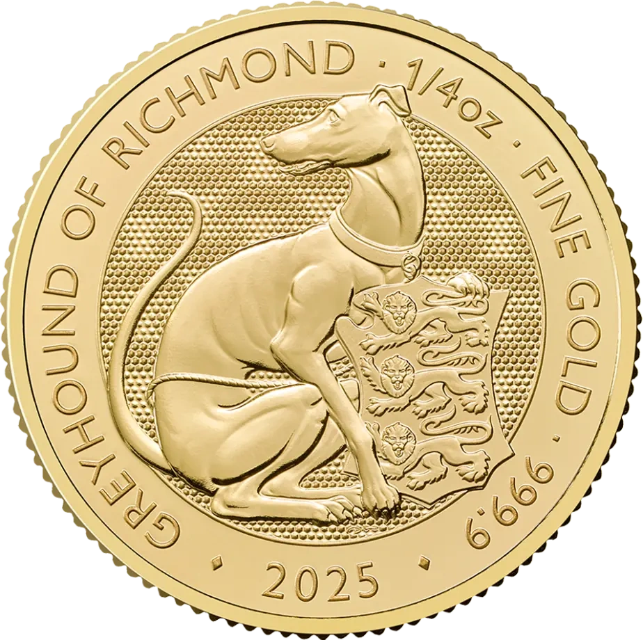 1/4 oz Tudor Beasts Greyhound of Richmond Złota Moneta | 2025