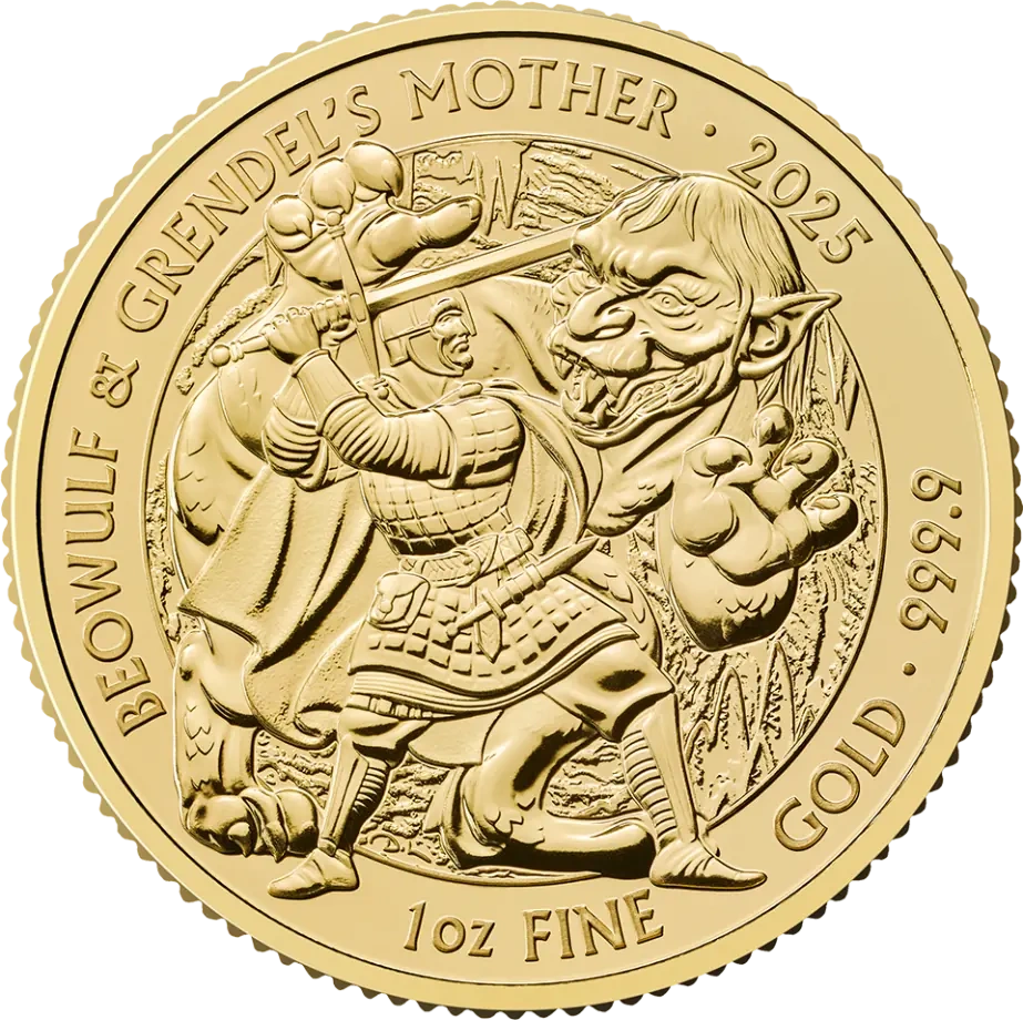 1 oz Beowulf & Grendel Mity i Legendy Złota Moneta | 2025