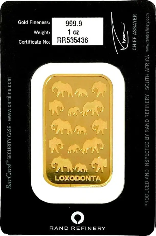 1 Uncja Złota Sztabka | Loxodonta Africana | Rand Refinery