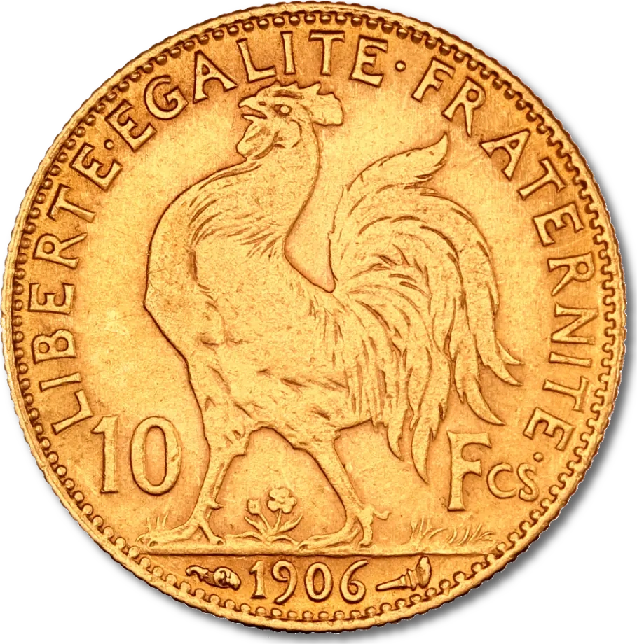 10 French Francs Marianne Rooster Gold Coin | 1899-1914