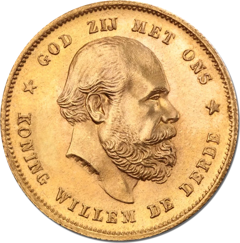 10 Guldenów Holandia Wilhelm III Złota Moneta | 1875 - 1889