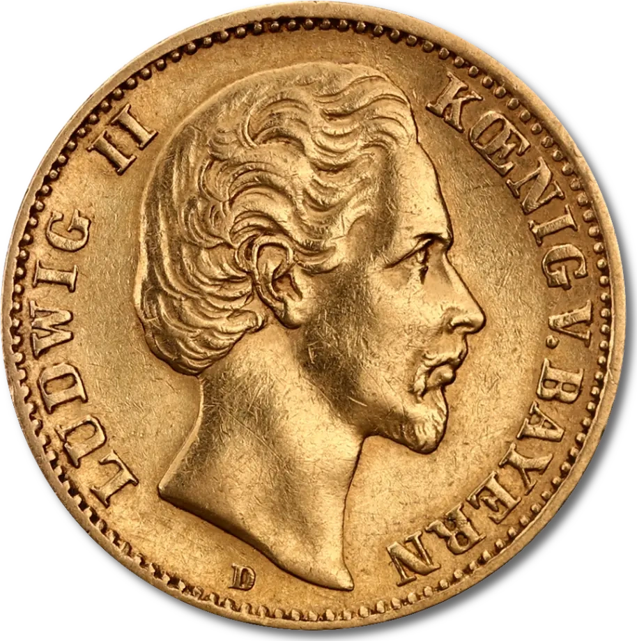 10 Marek Król Bawarii Ludwik II Złota Moneta | 1874 - 1886