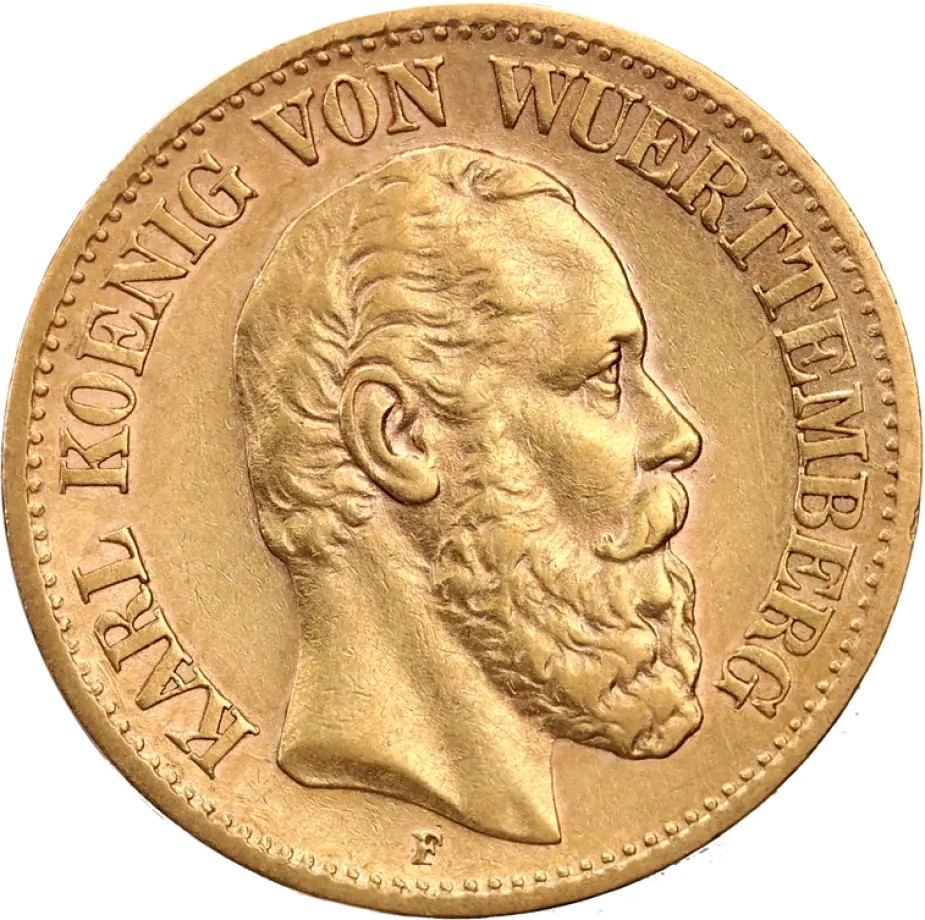 10 Marek Król Karol Wirtemberski Złota moneta | 1864 - 1891