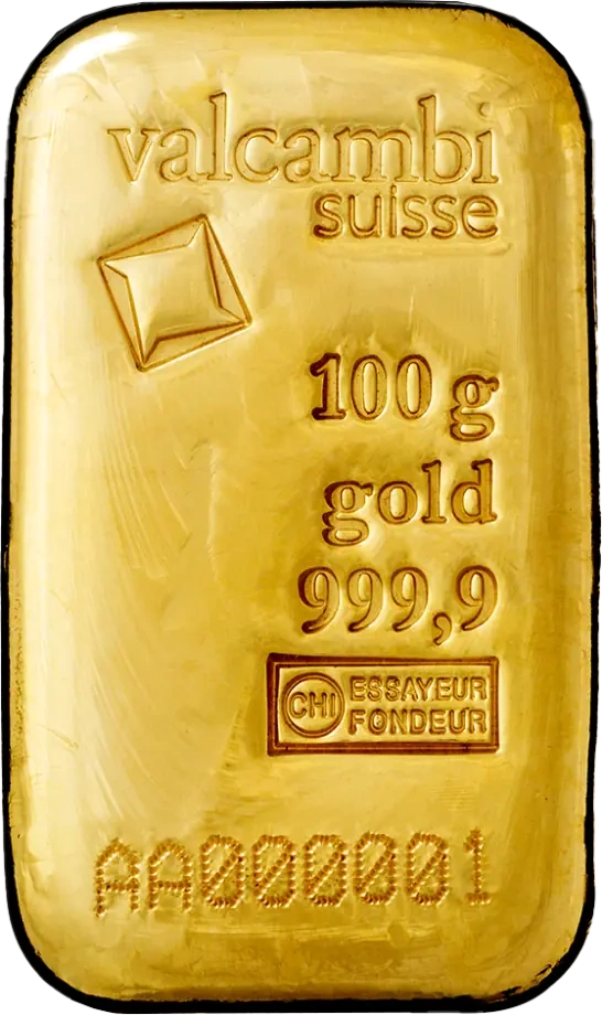 100g Złota Sztabka | Valcambi | Odlewana