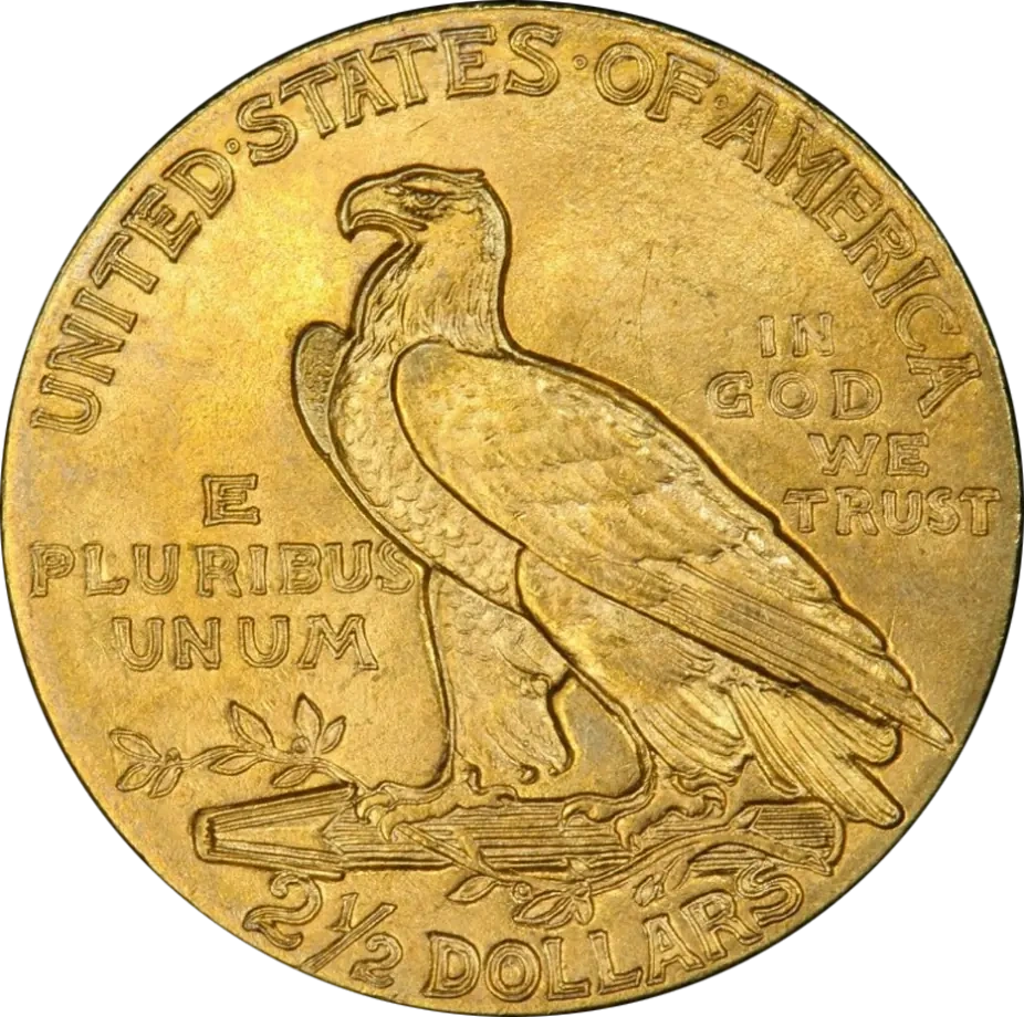 2,5 Dolara Amerykański Orzeł "Indian Head" Złota Moneta | 1908-1929