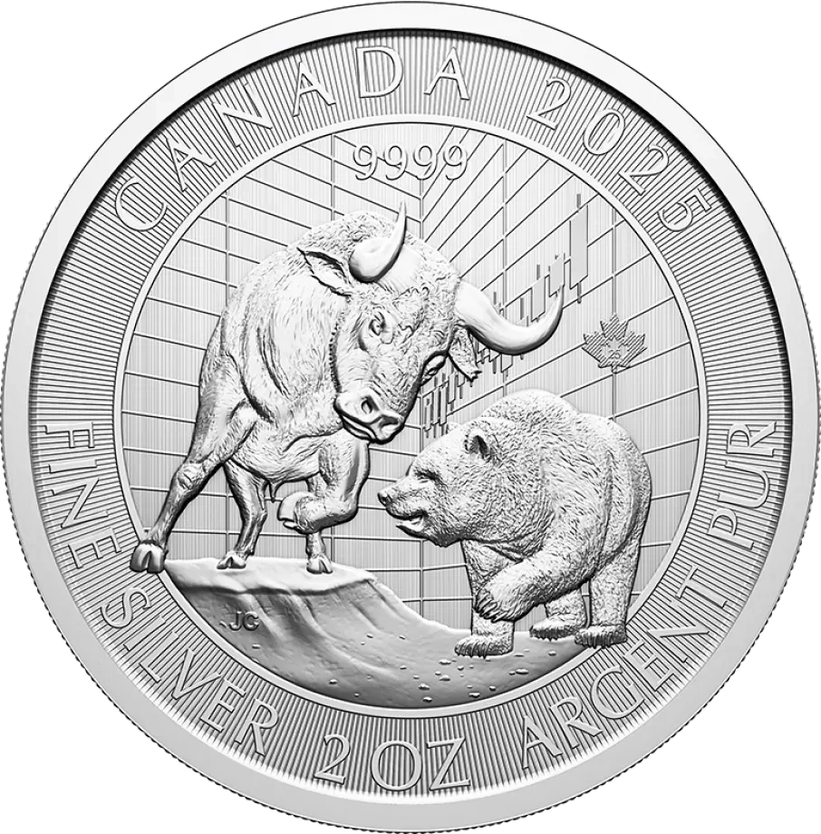 2 oz Byk i Niedźwiedź Srebrna Moneta | 2025