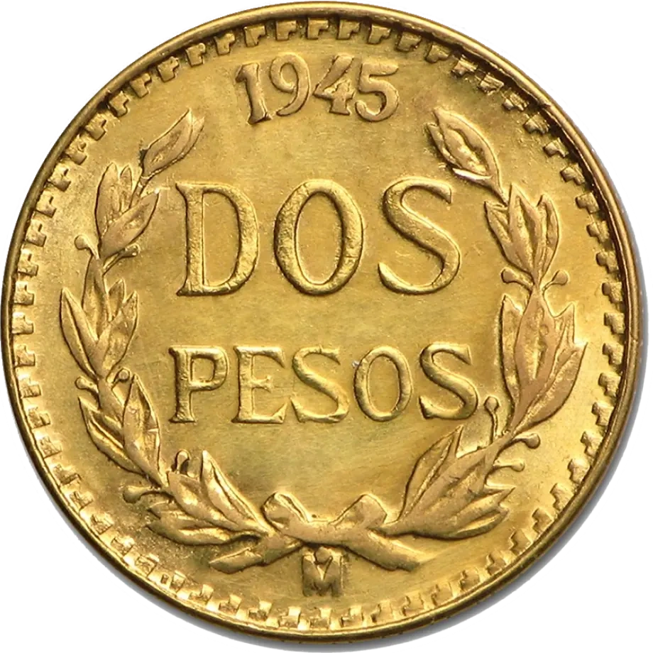 2 Peso Meksyk Hildalgo Złota Moneta | 1919 - 1948