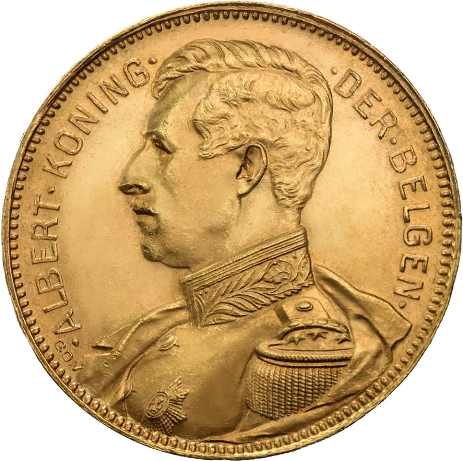 20 Franków Belgia Albert I Złota Moneta | 1909 -1934