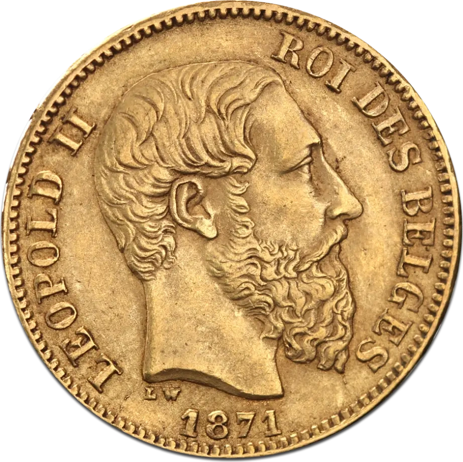 20 Franków Belgia Leopold II Złota Moneta | 1867 -1882