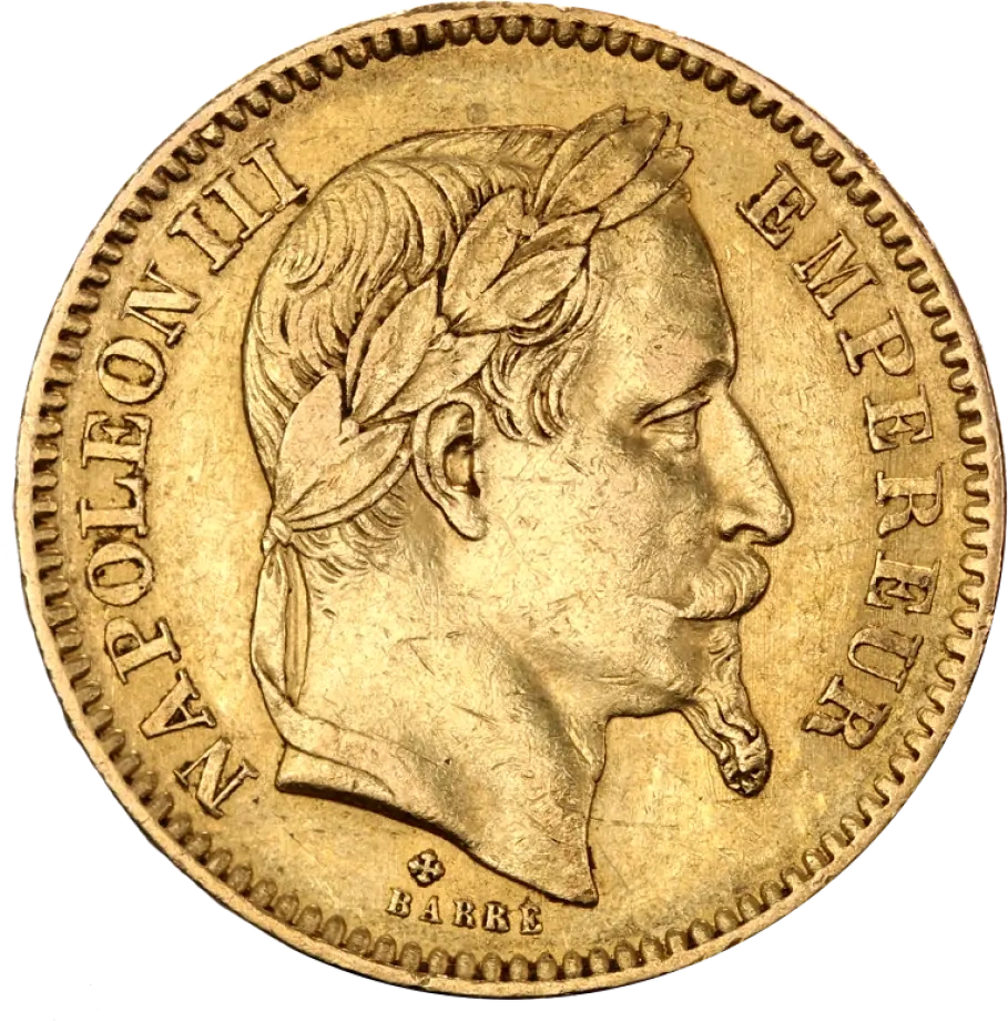 20 Franków Francja Napoleon III z koroną Złota Moneta | 1861 - 1870