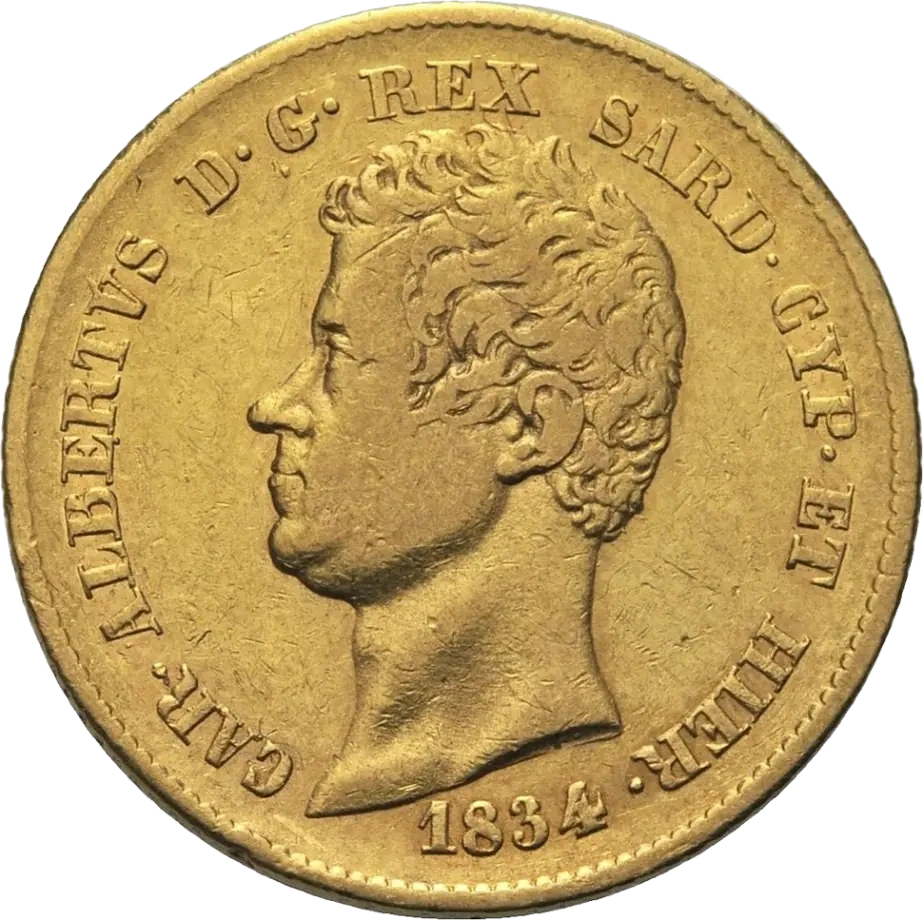 20 Lirów Sardynia Charles Albert Złota Moneta | 1831 - 1849