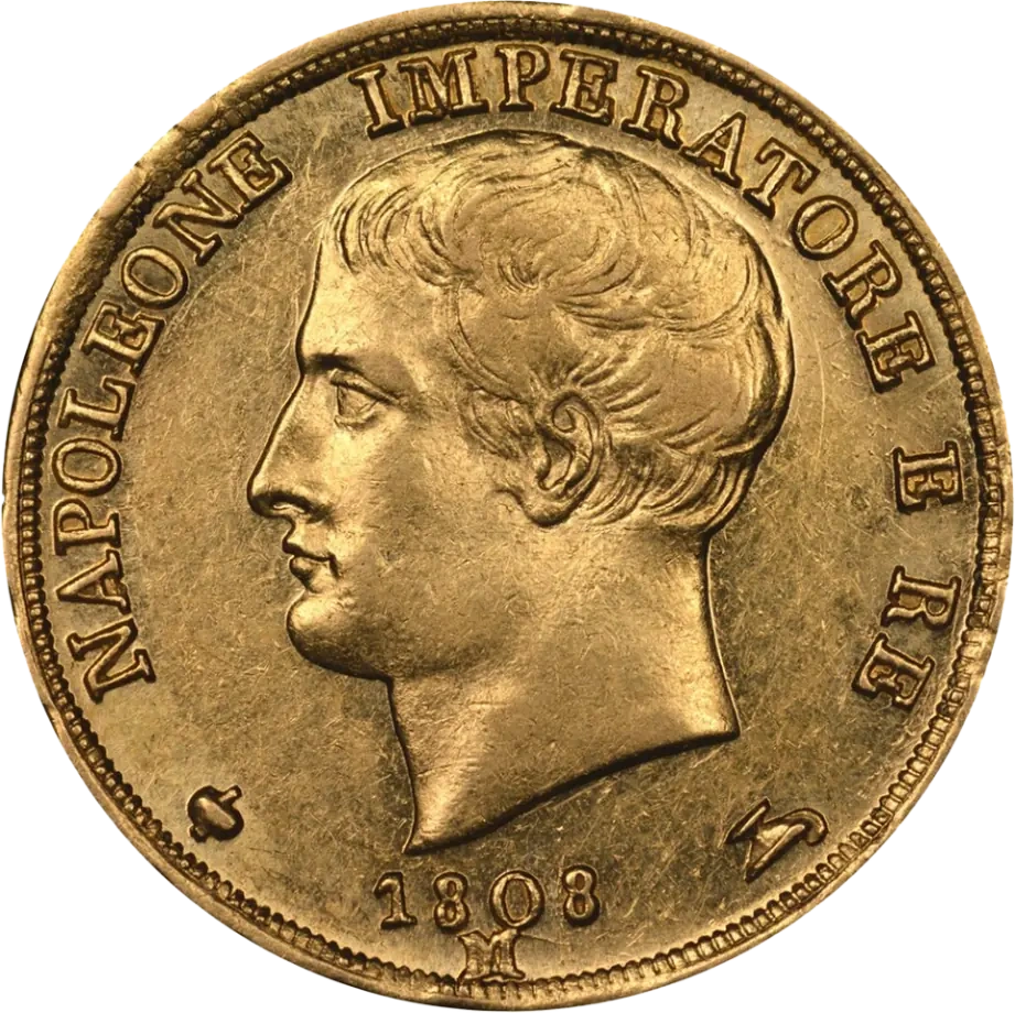 20 Lirów Włochy Napoleon I Złota Moneta | 1808 - 1814