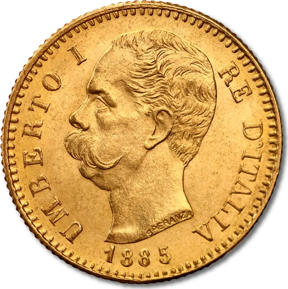 20 Lirów Włochy Umberto I Złota Moneta | 1879 - 1897