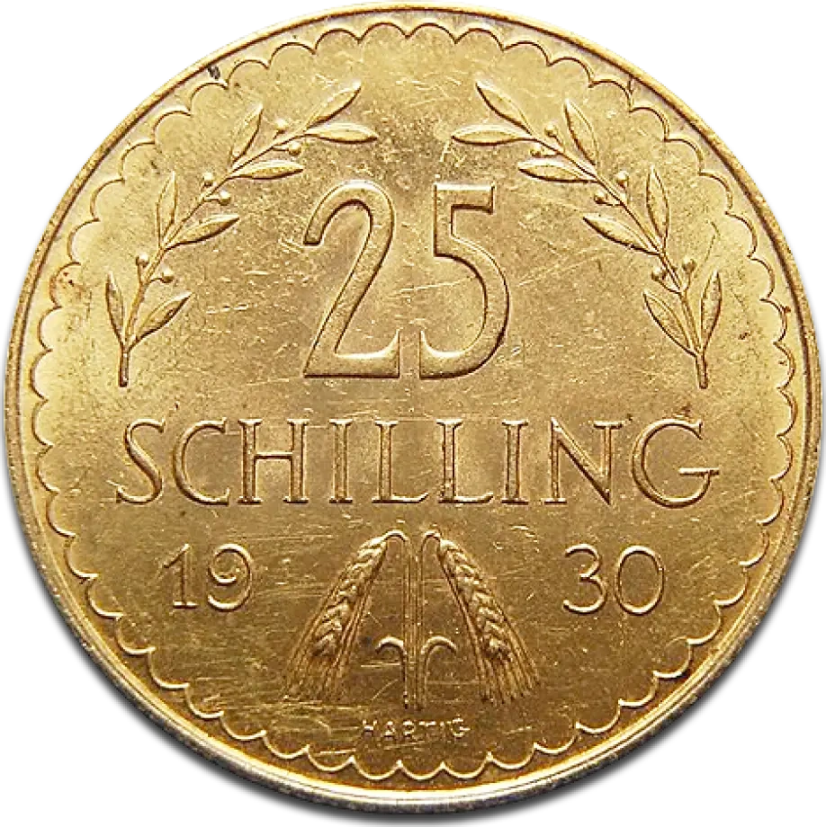 25 Szylingów Austriackich Złota Moneta | 1926 - 1938