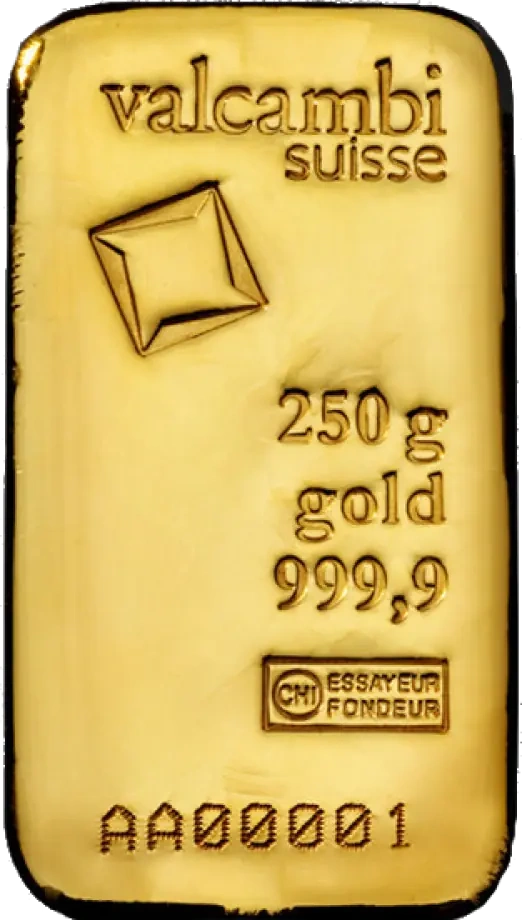 250 Złota Sztabka | Valcambi | Odlewana