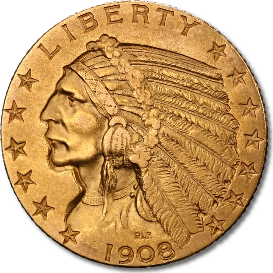 5 Dolarów "Indian Head" Złota Moneta | 1908-1929