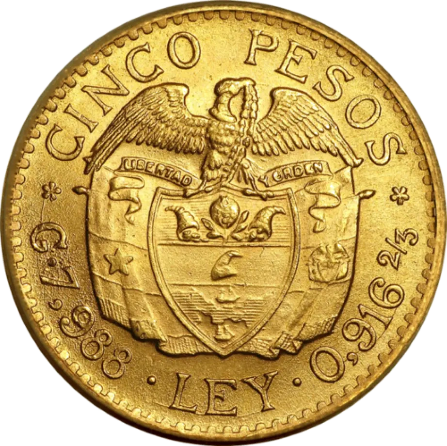 5 Pesos Colombia Simon Bolivar Gold Coin | 1919-1930