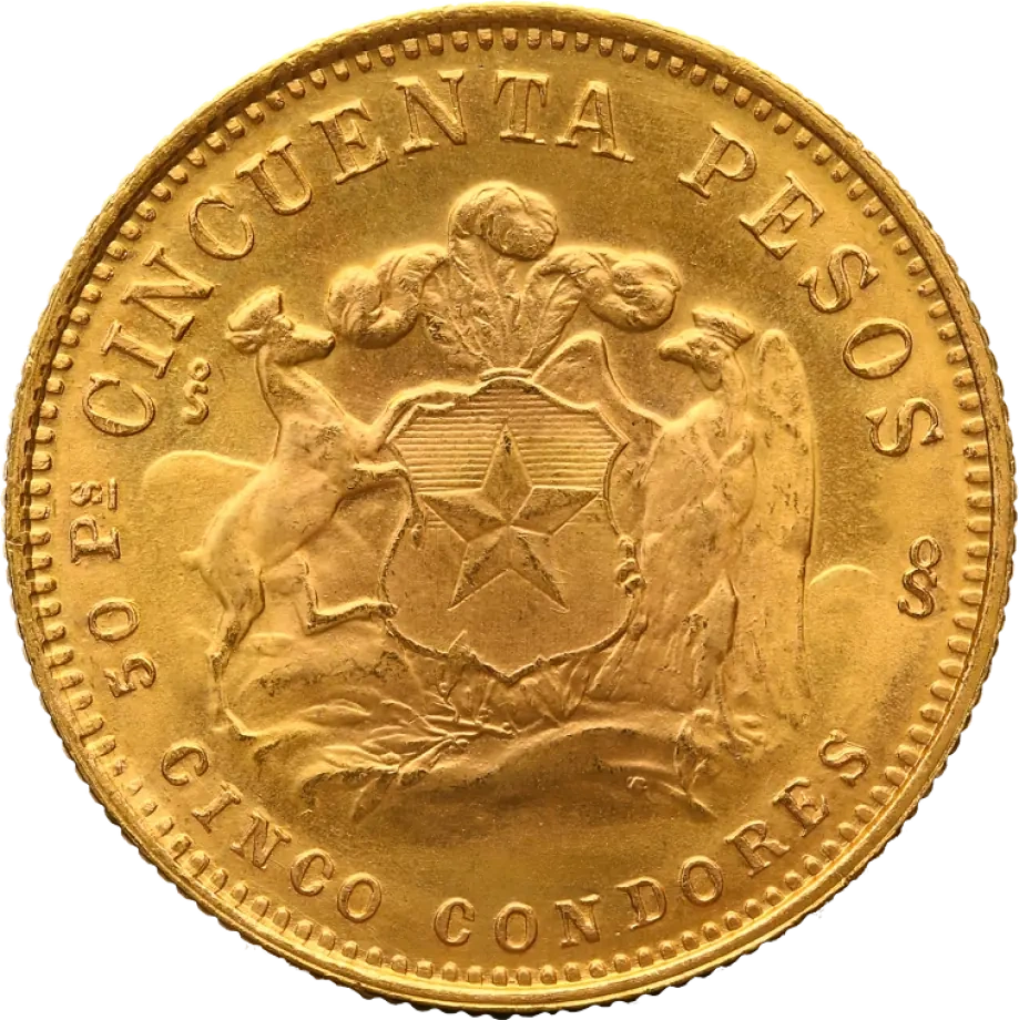 50 Peso Chile Liberty Złota Moneta | 1926-1980