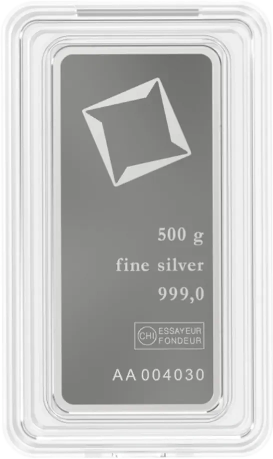 500g Srebrna Sztabka | Valcambi | Bita