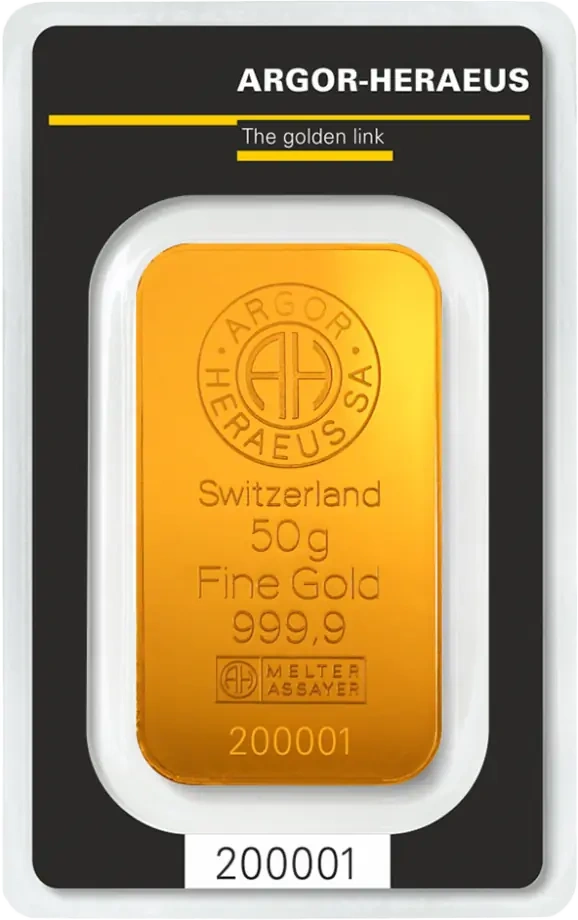 50g Sztabka złota | Argor-Heraeus | Bita