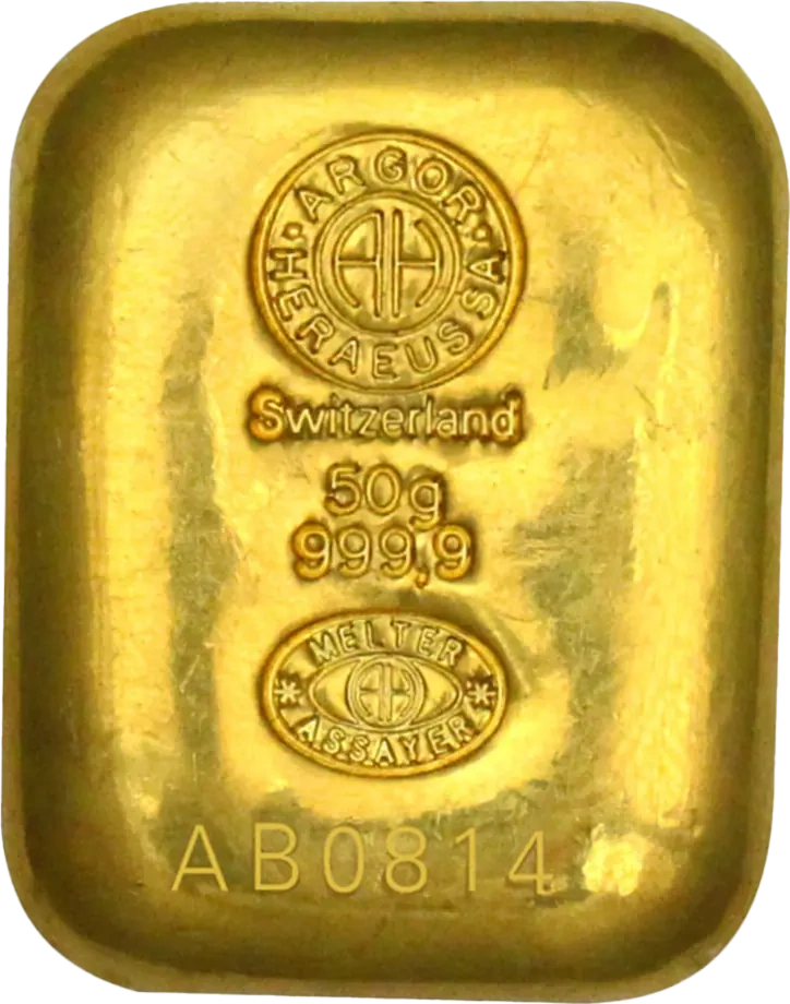 50g Sztabka złota | Argor-Heraeus | Odlewana