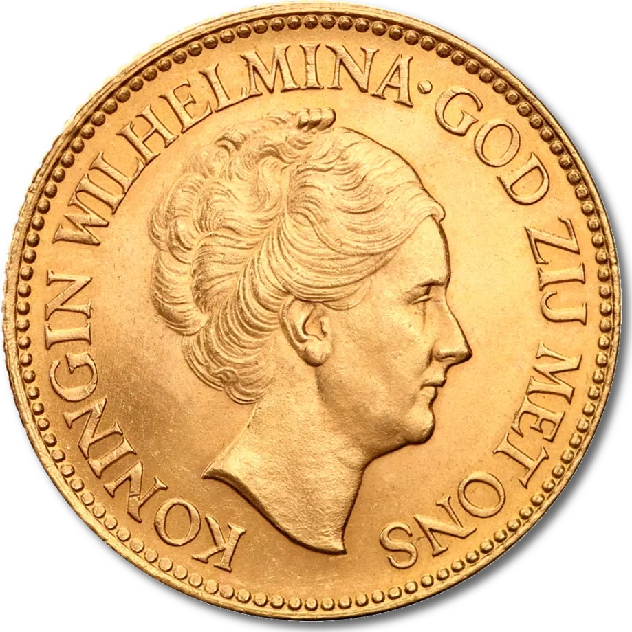 10 Guldenów Holandia Wilhelmina Złota Moneta | 1892 - 1933