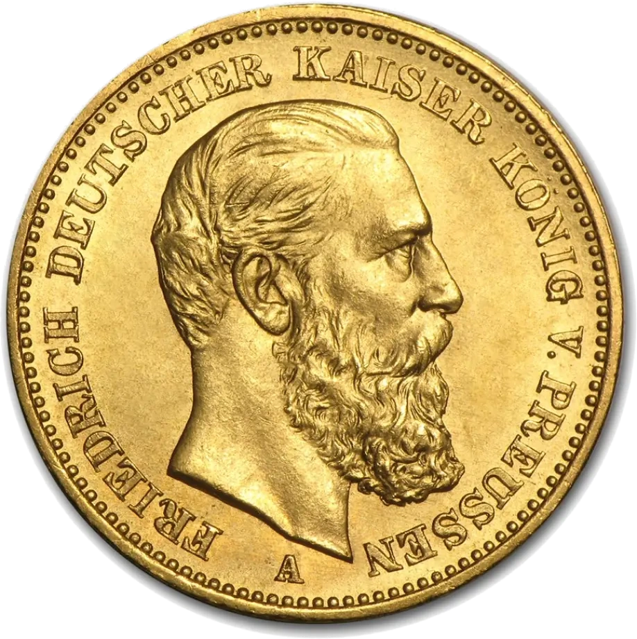 10 Marek Cesarz Niemiecki i Król Prus Fryderyk III Złota Moneta | 1888