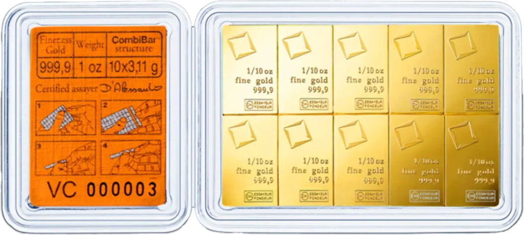 10 x 1/10 oz CombiBar® Złota Sztabka | Valcambi