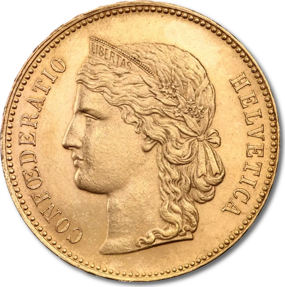 20 Franków Szwajcarskich Helvetica Złota Moneta | 1883 - 1896