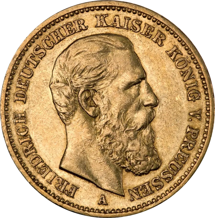 20 Marek Cesarz Niemiecki i Król Prus Fryderyk III Złota Moneta | 1888