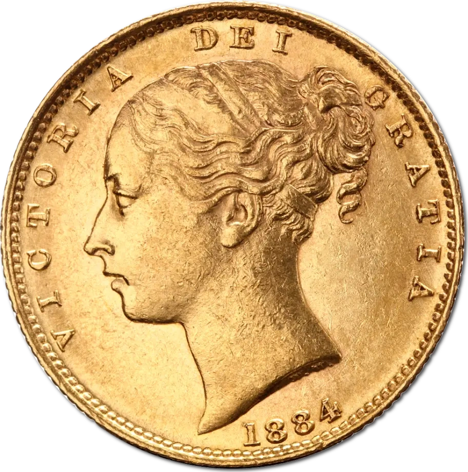 Suweren Królowa Wiktoria Rewers Tarcza Złota Moneta | 1871 - 1887